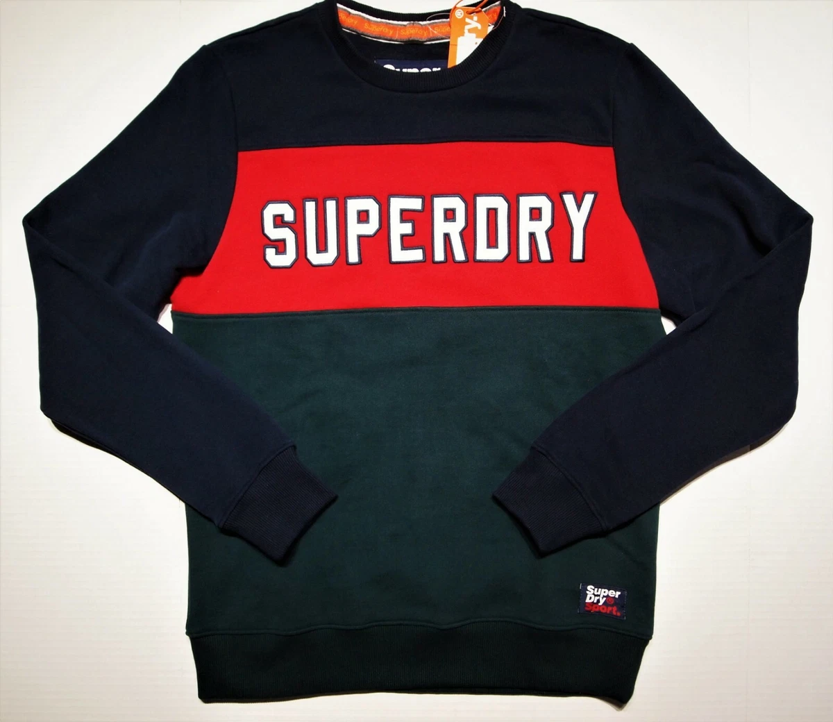 Superdry men s size medium sweatshirt color block navy red green
