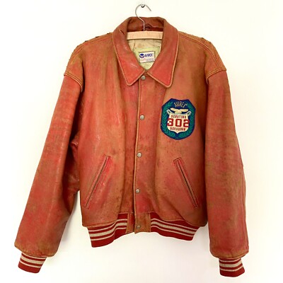 Avirex Jacket Leather Varsity Indian Head Mohawks M Red | eBay