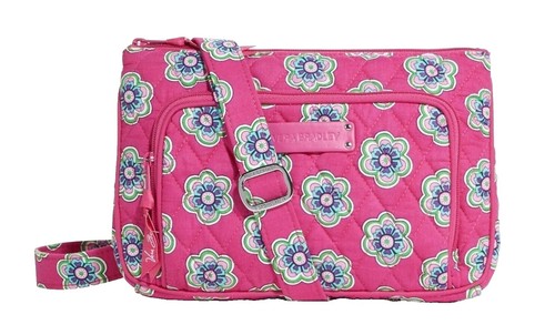 Vera Bradley Quilted Navy Pink Red Painted Paisley Backpack 14\