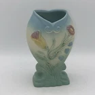 Vintage Hull Pottery Bow Knot Blue Vase B-3 6 1/2
