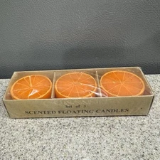 Rare Vtg Salem Collection Floating Orange Scented Candles Pack of 3 NOS
