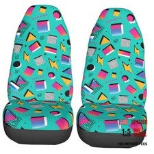 Car Seat Covers Set 2pcs Universal Front Seat Covers Retro Vintage 80s 90s