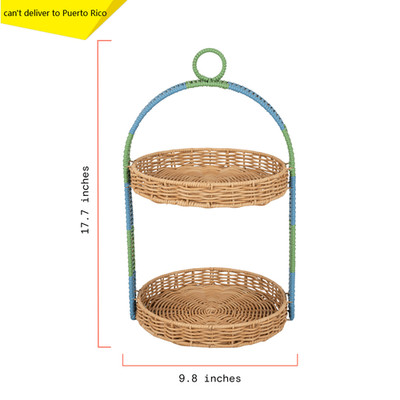  Two-Tier Two-Tone Rattan Tray by Drew Barrymore
