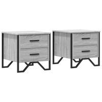 Nachttische 2 Stk. Grau Sonoma 40X41X40 Cm Holzwerkstoff