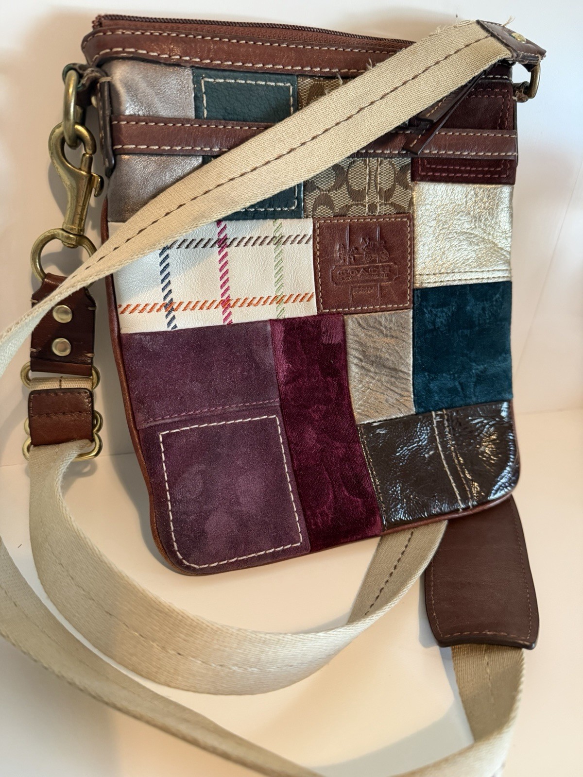 Coach Signature Patchwork Multicolor Crossbody Ba… - image 17