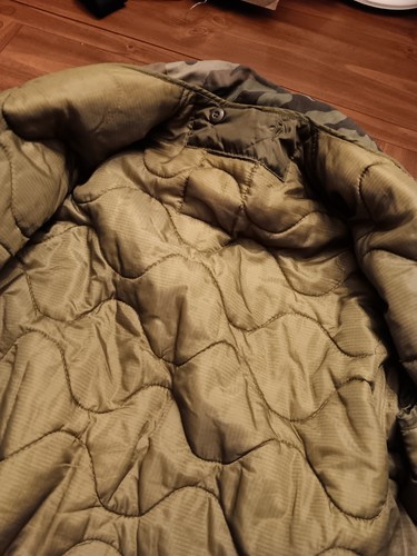 Vintage US Military Field Jacket LARGE Reg Woodland Camo Cold Weather (25-1411) - Picture 4 of 5