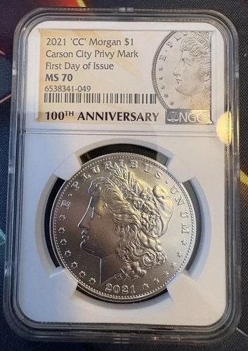 2021 CC (MS70) $1 Morgan Silver Dollar NGC FDOI-Carson City - First Day Of Issue