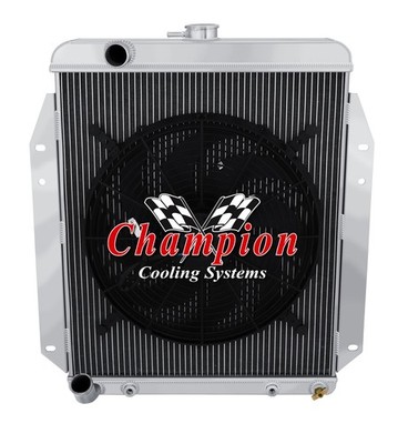 Atom Champion 3 Row Radiator Upper Driver,16'' Fan for 1964-1970 Dodge A100 Truck
