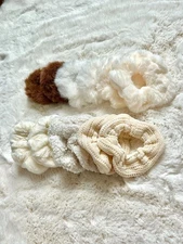 12PCS Soft Textured Scrunchies Set – Neutral Aesthetic Hair Ties, Fluffy & Knit
