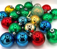 Lot of 21 Vintage Glass Christmas Ornaments + 1 mini - Mid-Century - Made in USA