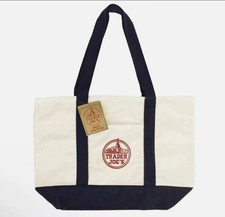 Trader Joe  s Bag Canvas Reusable Heavy Cotton Basic Style Shopping Navy Large