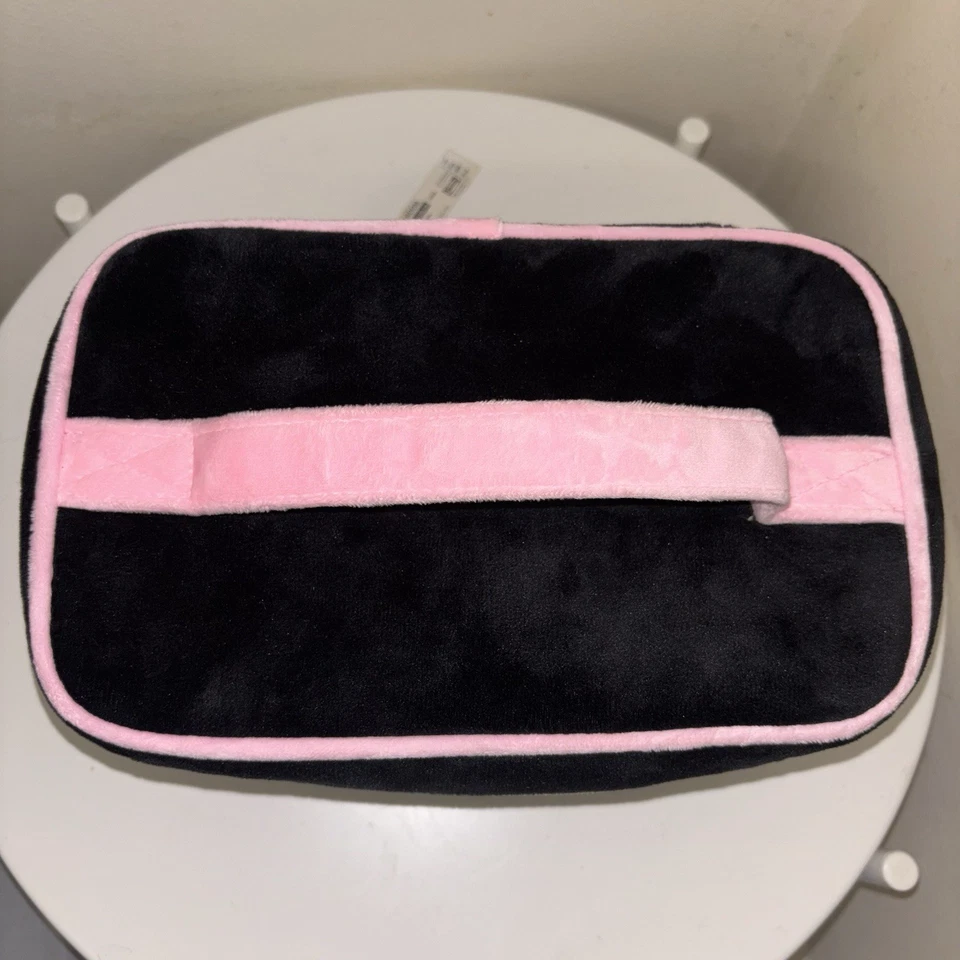Bolsa de tren cosmética maquillaje Juicy Couture terciopelo negro I Love JC estrás Y2K Foto 4 de 4