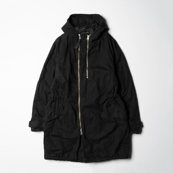 Men AllSaints Parka Black Cotton M