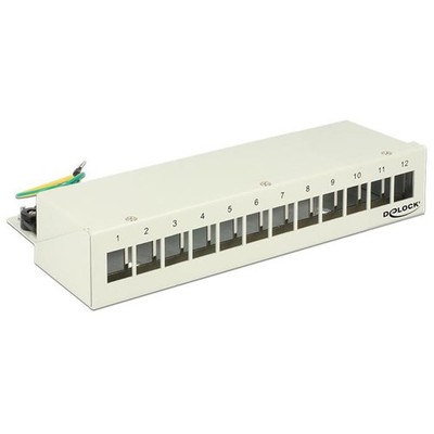 Delock Keystone Desktop Patchpanel 12 Port grau