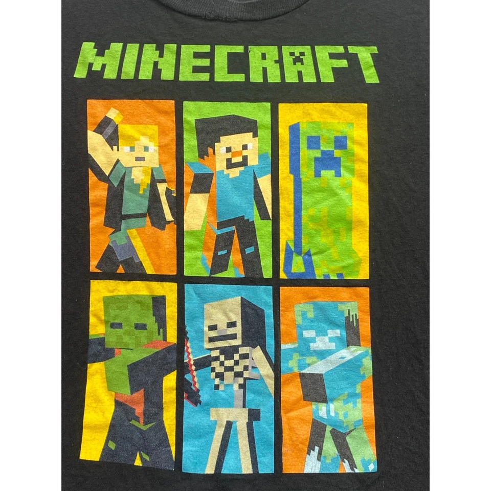 Mojang Minecraft Shirt Boys Small Black Movie Gamer AOP Everyday Streetwear - Image 2 of 4