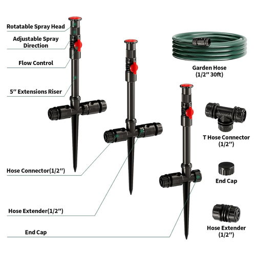 Sistema irrigatore flessibile fuori terra fai da te kit irrigazione prato multiregolabile - Foto 5 di 8