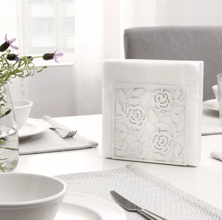 IKEA LIKSIDIG Porta Tovaglioli, Bianco, 6x6" 16x16 cm Decorazione Floreale NUOVO - Immagine 4 di 4