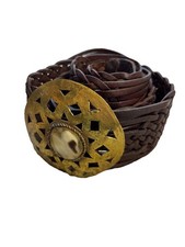 Motif 56 Wide Braided Leather Belt With Brass Buckle