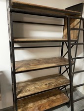 Industrial Wood Metal 5-Shelf Freestanding Open Bookcase Brown/Black