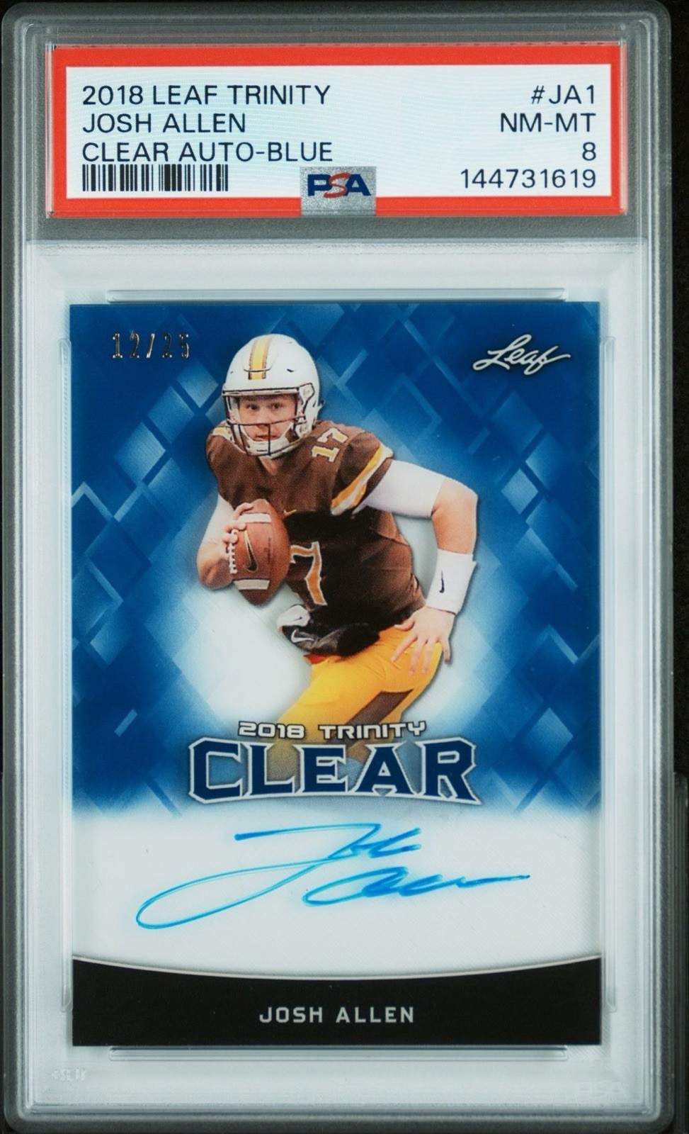 Josh Allen Leaf Trinity Clear Autographs #JA1 Blue