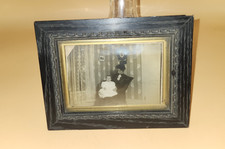 Black wood ornate gesso picture frame  B W picture antique