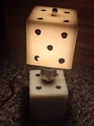 ANTIQUE ART DECO MILK GLASS DICE LAMP Vintage MCM RETRO WORKS 9x3