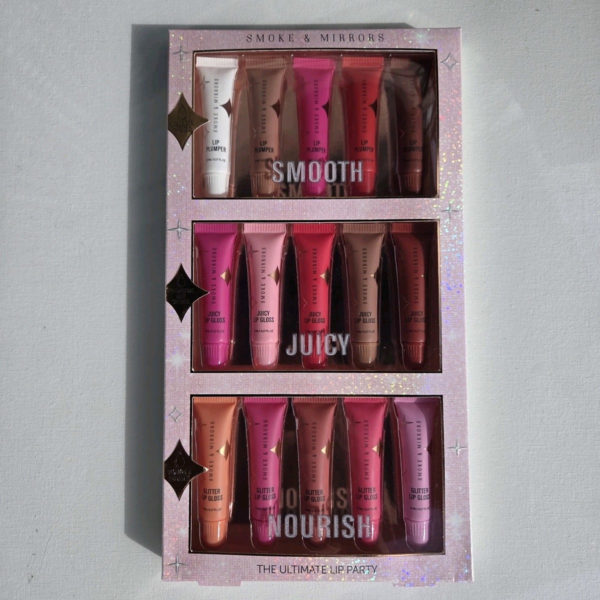 Smoke & Mirrors Lip Party 15 piece Mini Lip Plumper & Gloss