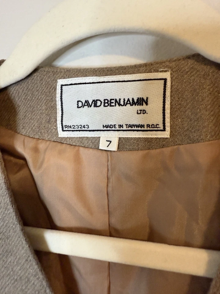 Vintage David Benjamin Wool Blend Brown Button Blazer Sz 7 - Image 2 of 4