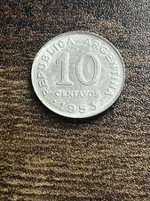 1953 Argentina 10 Ten Centavos Beautiful Actual Coin TC385*