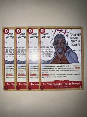 OP12-016 To Never Doubt   That Is Power! X4 Playset One Piece Card Game TCG CCG