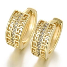 Orecchini da Donna Oro Giallo 750 Placcato 18k a Cerchio Ottone Zirconia O2522