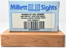 Millett Ruger 22 ADJ Combo .360 White Outline Rear .460 Bull Barrel Orange Front