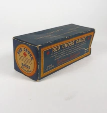 Vintage RED CROSS GAUZE BOX Johnson & Johnson 1 yd Square Rolled