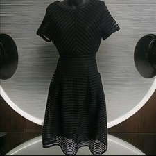Designer Black Lace Mesh Retro 60s Halloween Vintage Styl Dress Medium Fit Sz 10