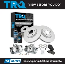 TRQ Front Ceramic Brake Pad Coated Rotor & Caliper Kit w/ Chemicals for Dodge