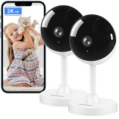 2K Innenkamera, Owltron Home Security Camera für Baby & 2,4 GHz - 2er Pack, weiß 