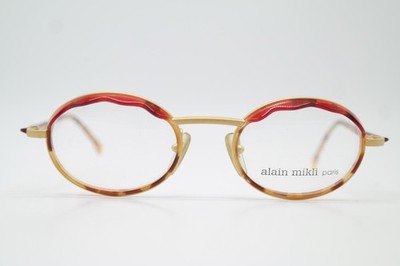 Vintage Brille Alain Mikli 2149 Gold Rot Oval Brillengestell eyeglasses