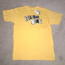Y2K Billabong Surf T-shirt Mens Large Yellow Magazine Cut Spellout Logo