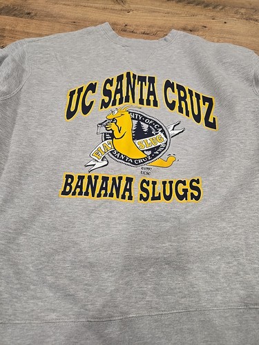 University Of California Santa Cruz Banana Slugs Cuello Redondo, Sudadera Gris L Años 90 - Imagen 2 de 10