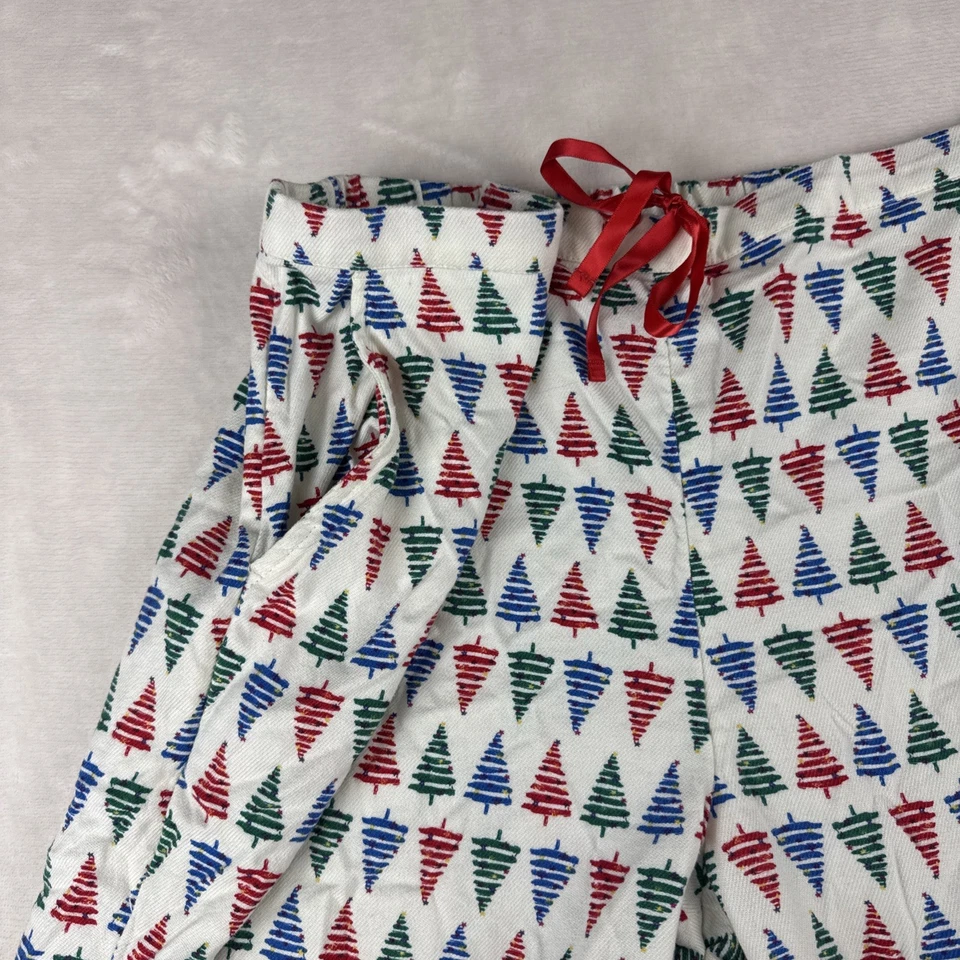 Talbots 圣诞树睡衣套装女式 M 假日睡衣纽扣前棉 — 第 3/4 张图片