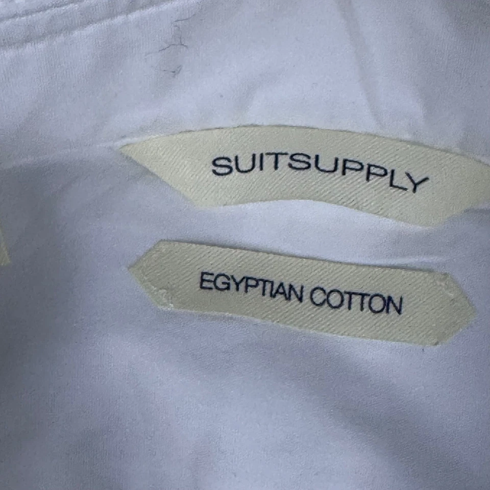 Suitsupply White Tuxedo Shirt Egyptian Cotton Slim Fit 17.5 44 French Cuffs - Image 4 of 4