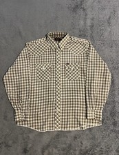 Vintage 70s 80s Wrangler Pearl Snap Plaid Brown Western Shirt Mens Size Xl