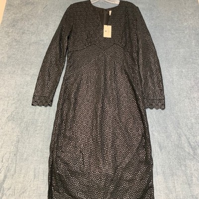 By Malene Birger Elizabeth Deepta Maxi Dress Womens 40 Black Lace Floral Cotton