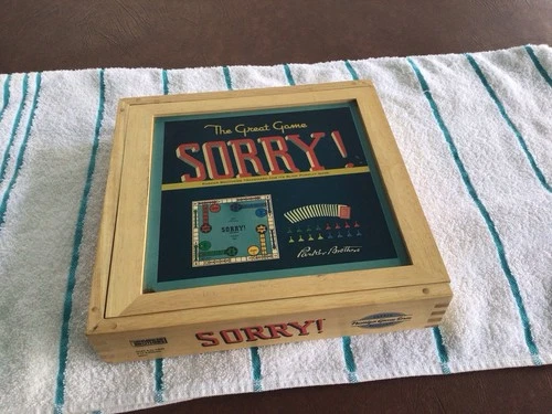 Vintage Sorry Board Game Parker Brothers Wooden Book Box Complete
