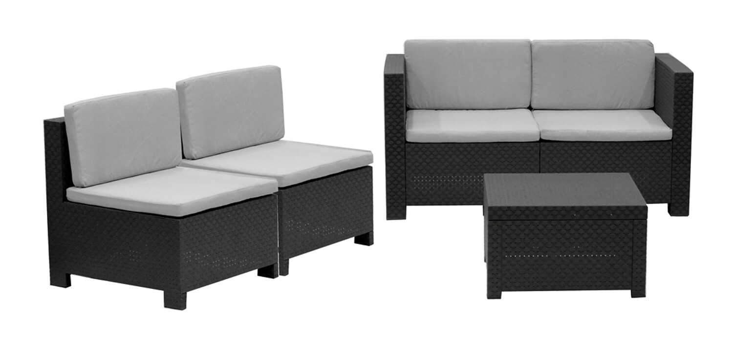 Sal�n de Jard�n Exterior de 4 Plazas en Resina Trenzada y Rat�n,...