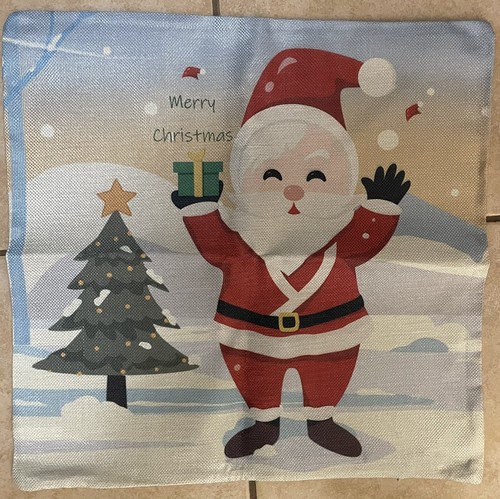 Christmas Pillow Covers 17" x 17" Inch Set of 4 Santa & Reindeers Faces - Bild 6 von 7