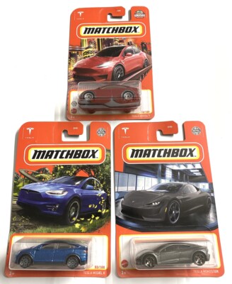 Lot of 3 - 2022 Matchbox Tesla Roadster, Tesla model X