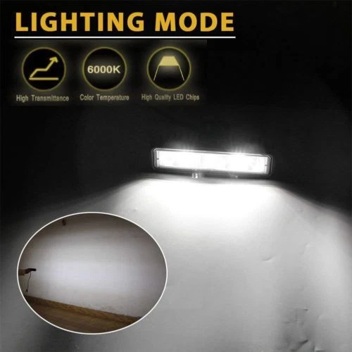 2X LED Work Lights 6 Inch 12V Driving Strip Flood Beam light Bar Offroad&Wiring - Foto 8 di 18