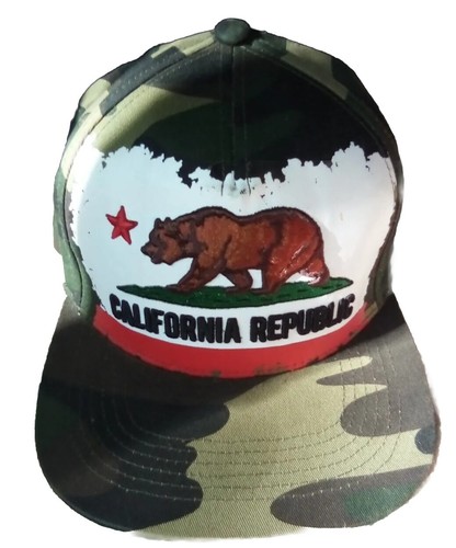 California Republic Hat Snapback Camouflage One Size Adjustable Embroidered