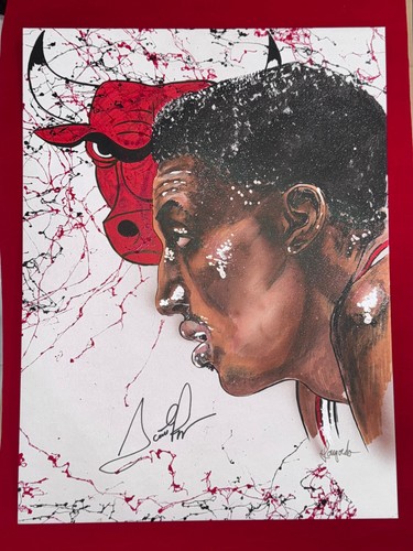 Scottie Pippen Original Art Signed by Gary Longordo Painting Artwork Auto JSA - Picture 3 of 13
